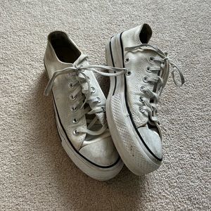 white low top platform converse